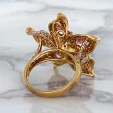 Load image into Gallery viewer, 1.76ct GIA Certified Unheated Oval Padparadscha Sapphire Ring with Padparadscha and Diamond Accents in 18K Rose Gold