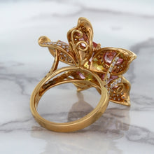 Load image into Gallery viewer, 1.76ct GIA Certified Unheated Oval Padparadscha Sapphire Ring with Padparadscha and Diamond Accents in 18K Rose Gold