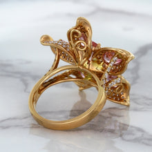 Load image into Gallery viewer, 1.76ct GIA Certified Unheated Oval Padparadscha Sapphire Ring with Padparadscha and Diamond Accents in 18K Rose Gold