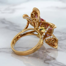 Load image into Gallery viewer, 1.76ct GIA Certified Unheated Oval Padparadscha Sapphire Ring with Padparadscha and Diamond Accents in 18K Rose Gold