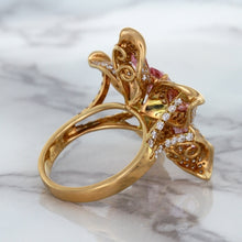 Load image into Gallery viewer, 1.76ct GIA Certified Unheated Oval Padparadscha Sapphire Ring with Padparadscha and Diamond Accents in 18K Rose Gold