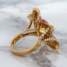 Load image into Gallery viewer, 1.76ct GIA Certified Unheated Oval Padparadscha Sapphire Ring with Padparadscha and Diamond Accents in 18K Rose Gold
