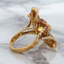 Load image into Gallery viewer, 1.76ct GIA Certified Unheated Oval Padparadscha Sapphire Ring with Padparadscha and Diamond Accents in 18K Rose Gold