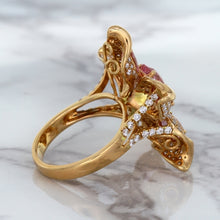 Load image into Gallery viewer, 1.76ct GIA Certified Unheated Oval Padparadscha Sapphire Ring with Padparadscha and Diamond Accents in 18K Rose Gold