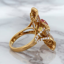 Load image into Gallery viewer, 1.76ct GIA Certified Unheated Oval Padparadscha Sapphire Ring with Padparadscha and Diamond Accents in 18K Rose Gold