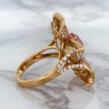 Load image into Gallery viewer, 1.76ct GIA Certified Unheated Oval Padparadscha Sapphire Ring with Padparadscha and Diamond Accents in 18K Rose Gold