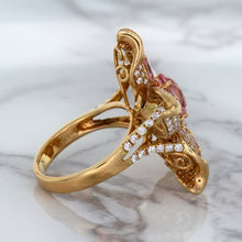 Load image into Gallery viewer, 1.76ct GIA Certified Unheated Oval Padparadscha Sapphire Ring with Padparadscha and Diamond Accents in 18K Rose Gold