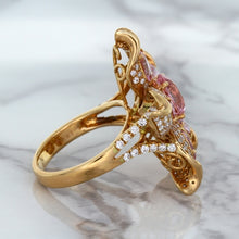 Load image into Gallery viewer, 1.76ct GIA Certified Unheated Oval Padparadscha Sapphire Ring with Padparadscha and Diamond Accents in 18K Rose Gold