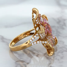 Load image into Gallery viewer, 1.76ct GIA Certified Unheated Oval Padparadscha Sapphire Ring with Padparadscha and Diamond Accents in 18K Rose Gold