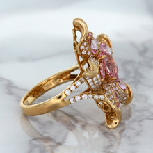 Load image into Gallery viewer, 1.76ct GIA Certified Unheated Oval Padparadscha Sapphire Ring with Padparadscha and Diamond Accents in 18K Rose Gold