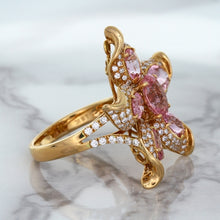 Load image into Gallery viewer, 1.76ct GIA Certified Unheated Oval Padparadscha Sapphire Ring with Padparadscha and Diamond Accents in 18K Rose Gold