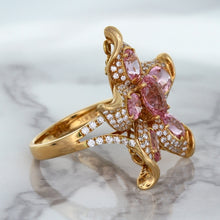 Load image into Gallery viewer, 1.76ct GIA Certified Unheated Oval Padparadscha Sapphire Ring with Padparadscha and Diamond Accents in 18K Rose Gold