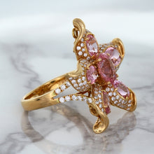 Load image into Gallery viewer, 1.76ct GIA Certified Unheated Oval Padparadscha Sapphire Ring with Padparadscha and Diamond Accents in 18K Rose Gold