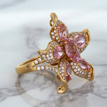 Load image into Gallery viewer, 1.76ct GIA Certified Unheated Oval Padparadscha Sapphire Ring with Padparadscha and Diamond Accents in 18K Rose Gold