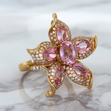 Load image into Gallery viewer, 1.76ct GIA Certified Unheated Oval Padparadscha Sapphire Ring with Padparadscha and Diamond Accents in 18K Rose Gold