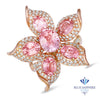 1.76ct GIA Certified Unheated Oval Padparadscha Sapphire Ring with Padparadscha and Diamond Accents in 18K Rose Gold