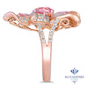 1.76ct GIA Certified Unheated Oval Padparadscha Sapphire Ring with Padparadscha and Diamond Accents in 18K Rose Gold