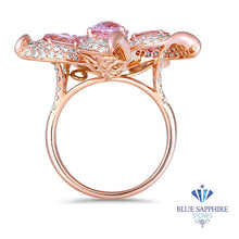 Load image into Gallery viewer, 1.76ct GIA Certified Unheated Oval Padparadscha Sapphire Ring with Padparadscha and Diamond Accents in 18K Rose Gold