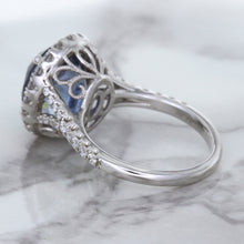 Load image into Gallery viewer, 7.86ct Oval Blue Sapphirewith diamond halo in 18K White Gold