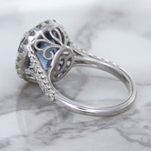 Load image into Gallery viewer, 7.86ct Oval Blue Sapphirewith diamond halo in 18K White Gold