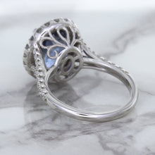 Load image into Gallery viewer, 7.86ct Oval Blue Sapphirewith diamond halo in 18K White Gold