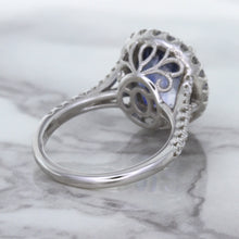 Load image into Gallery viewer, 7.86ct Oval Blue Sapphirewith diamond halo in 18K White Gold