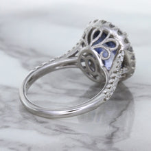 Load image into Gallery viewer, 7.86ct Oval Blue Sapphirewith diamond halo in 18K White Gold