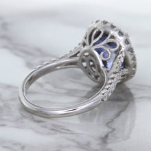 Load image into Gallery viewer, 7.86ct Oval Blue Sapphirewith diamond halo in 18K White Gold