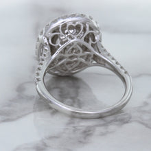 Load image into Gallery viewer, 3.75ct Oval Blue Sapphire Ring with Diamond Halo in 18K White Gold