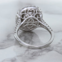 Load image into Gallery viewer, 3.75ct Oval Blue Sapphire Ring with Diamond Halo in 18K White Gold