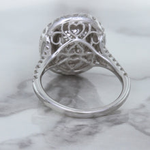 Load image into Gallery viewer, 3.75ct Oval Blue Sapphire Ring with Diamond Halo in 18K White Gold