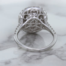 Load image into Gallery viewer, 3.75ct Oval Blue Sapphire Ring with Diamond Halo in 18K White Gold