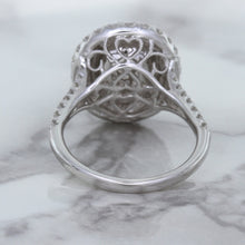 Load image into Gallery viewer, 3.75ct Oval Blue Sapphire Ring with Diamond Halo in 18K White Gold