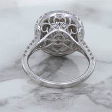 Load image into Gallery viewer, 3.75ct Oval Blue Sapphire Ring with Diamond Halo in 18K White Gold