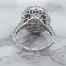 Load image into Gallery viewer, 3.75ct Oval Blue Sapphire Ring with Diamond Halo in 18K White Gold