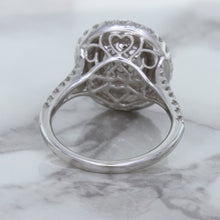 Load image into Gallery viewer, 3.75ct Oval Blue Sapphire Ring with Diamond Halo in 18K White Gold