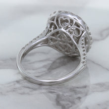 Load image into Gallery viewer, 3.75ct Oval Blue Sapphire Ring with Diamond Halo in 18K White Gold