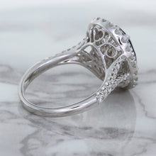 Load image into Gallery viewer, 3.75ct Oval Blue Sapphire Ring with Diamond Halo in 18K White Gold