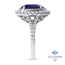 Load image into Gallery viewer, 3.75ct Oval Blue Sapphire Ring with Diamond Halo in 18K White Gold