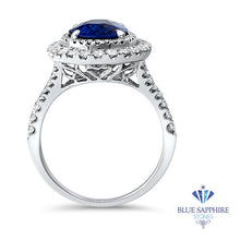Load image into Gallery viewer, 3.75ct Oval Blue Sapphire Ring with Diamond Halo in 18K White Gold