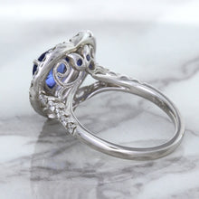 Load image into Gallery viewer, 2.07ct Heart Shape Blue Sapphire Ring with Sapphire and Diamond Halo in 18K White Gold