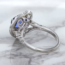 Load image into Gallery viewer, 2.07ct Heart Shape Blue Sapphire Ring with Sapphire and Diamond Halo in 18K White Gold