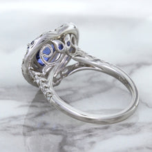 Load image into Gallery viewer, 2.07ct Heart Shape Blue Sapphire Ring with Sapphire and Diamond Halo in 18K White Gold