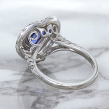 Load image into Gallery viewer, 2.07ct Heart Shape Blue Sapphire Ring with Sapphire and Diamond Halo in 18K White Gold