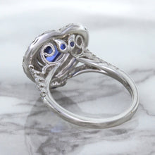 Load image into Gallery viewer, 2.07ct Heart Shape Blue Sapphire Ring with Sapphire and Diamond Halo in 18K White Gold