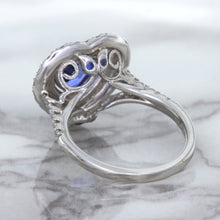 Load image into Gallery viewer, 2.07ct Heart Shape Blue Sapphire Ring with Sapphire and Diamond Halo in 18K White Gold