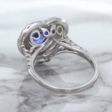 Load image into Gallery viewer, 2.07ct Heart Shape Blue Sapphire Ring with Sapphire and Diamond Halo in 18K White Gold