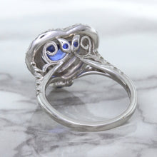 Load image into Gallery viewer, 2.07ct Heart Shape Blue Sapphire Ring with Sapphire and Diamond Halo in 18K White Gold