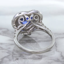 Load image into Gallery viewer, 2.07ct Heart Shape Blue Sapphire Ring with Sapphire and Diamond Halo in 18K White Gold