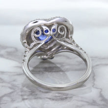 Load image into Gallery viewer, 2.07ct Heart Shape Blue Sapphire Ring with Sapphire and Diamond Halo in 18K White Gold